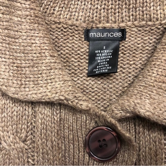 Maurices Beautiful Button Up Short Sleeve Short Sleeve Sweater w/Satin Tie Waist - Picture 4 of 6